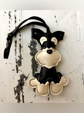 Black and Cream Dog Keychain or Bag Charm